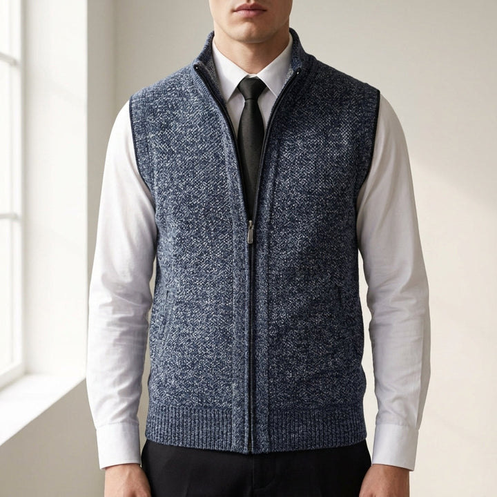 Elias - Men's Textured Zip-Up Knit Vest