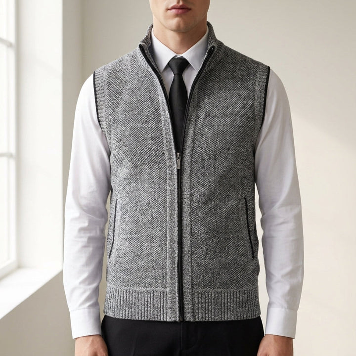 Elias - Men's Textured Zip-Up Knit Vest