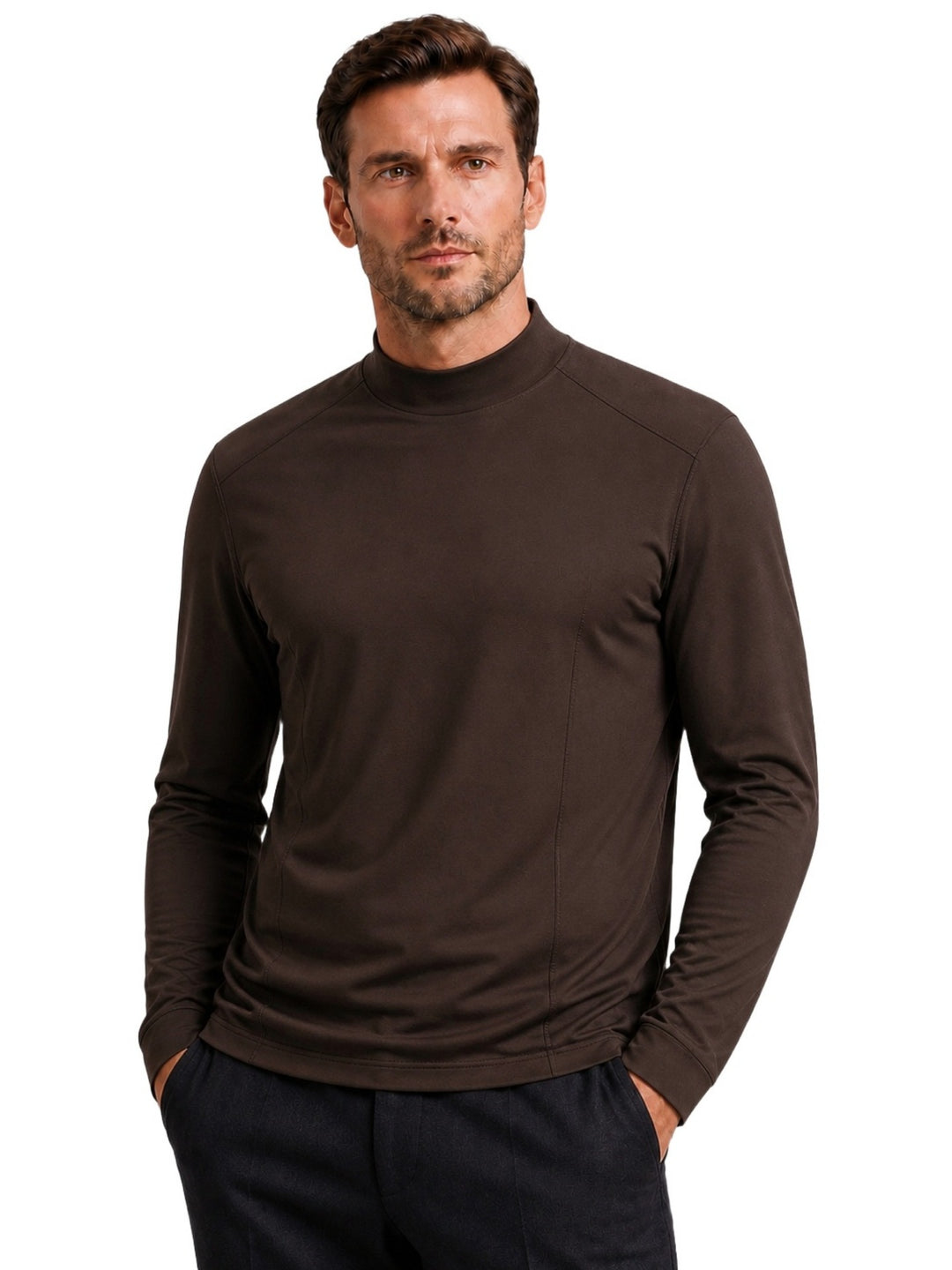 Elias - Men's Mock Neck Long Sleeve Shirt 11