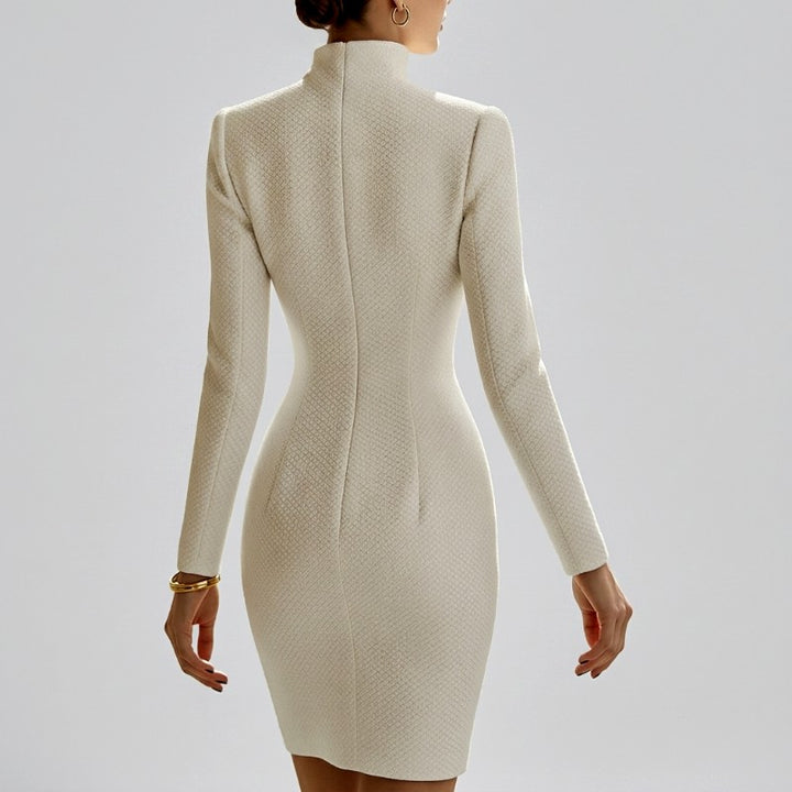Elisabeth - Women's Half-Zip Long-Sleeve Bodycon Dress 3