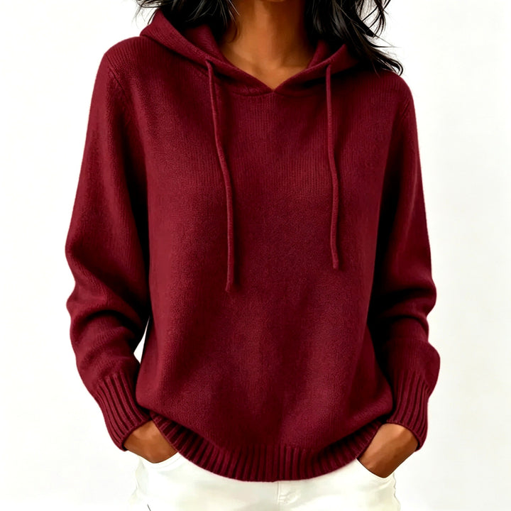 Elise - Women's V-Neck Long Sleeve Relaxed Fit Hoodie 3