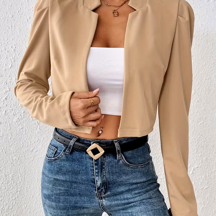 Eliza - Women's Puff Sleeve Cropped Blazer Jacket