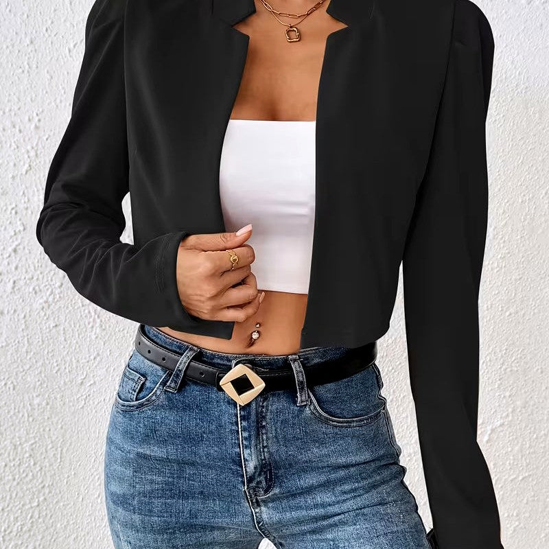 Eliza - Women's Puff Sleeve Cropped Blazer Jacket