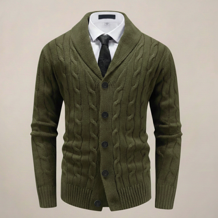 Elliot - Men's Shawl Collar Button-Front Cardigan