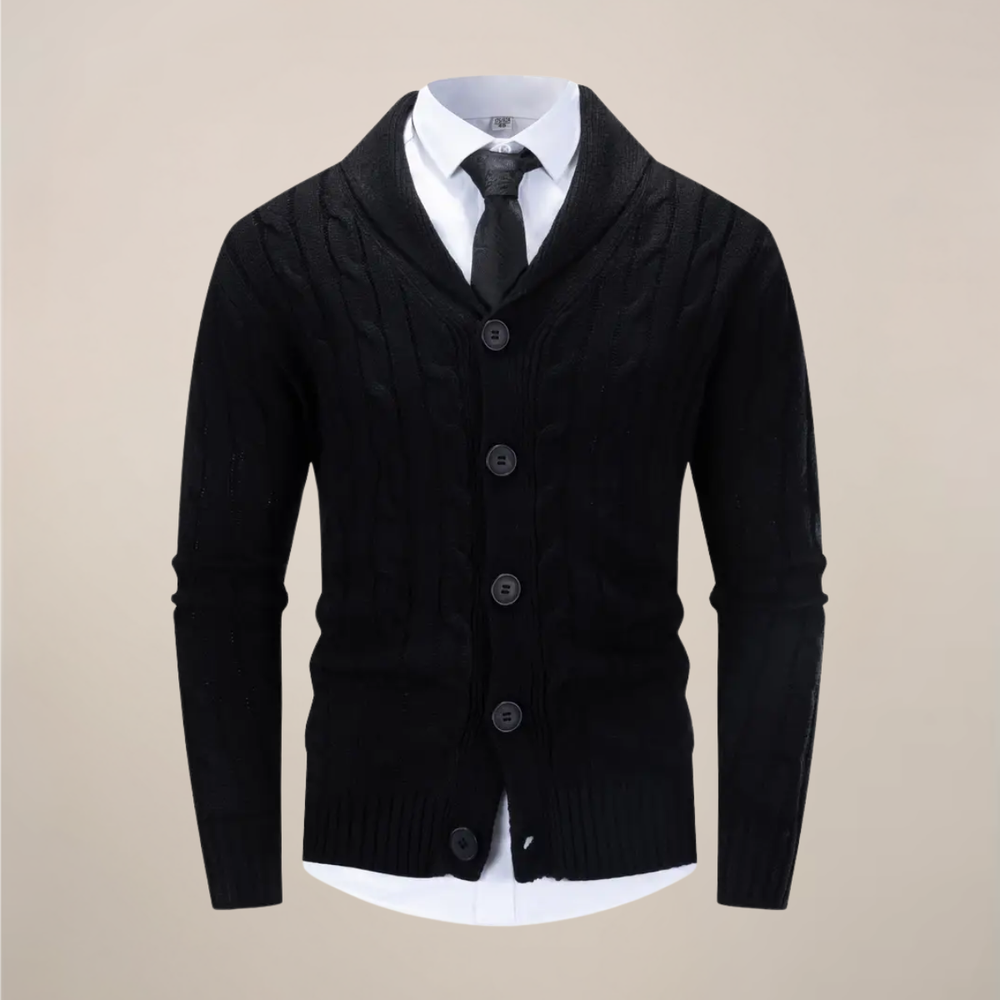 Elliot - Men's Shawl Collar Button-Front Cardigan