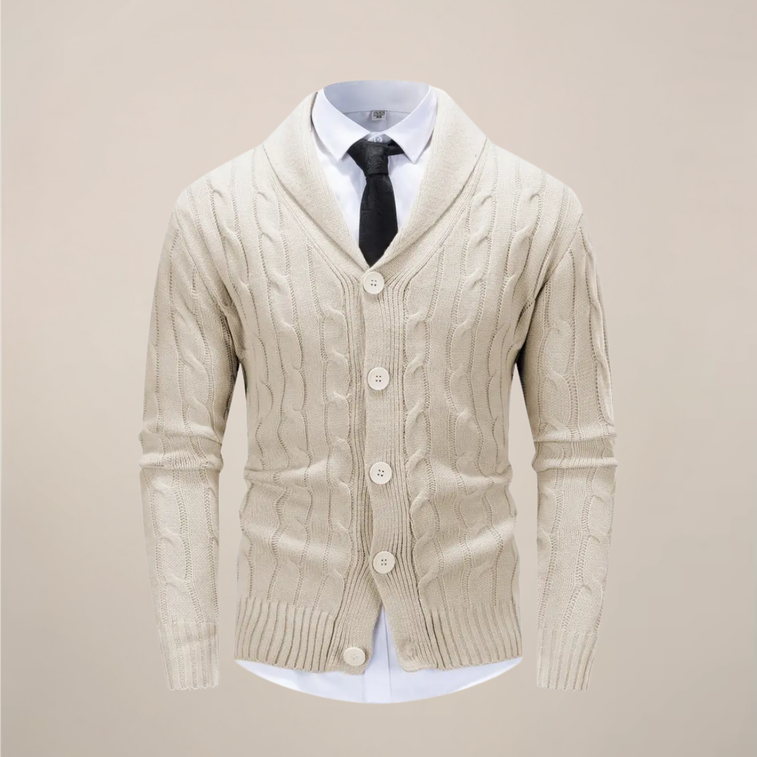 Elliot - Men's Shawl Collar Button-Front Cardigan