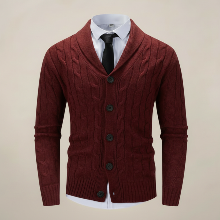 Elliot - Men's Shawl Collar Button-Front Cardigan