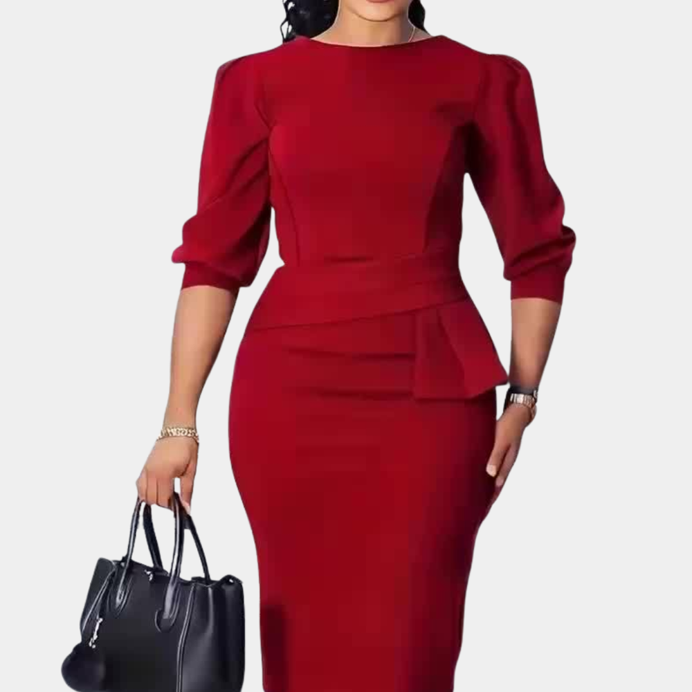 Elvira - Women's Peplum-Waist Dress with Panelled Bodice