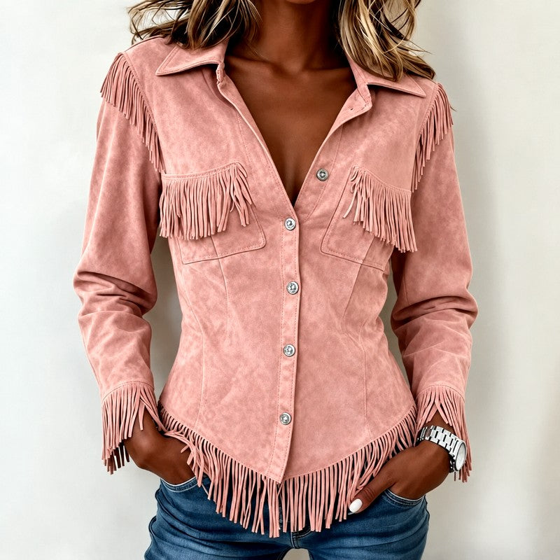 Enid - Women's Suede Western Fringe Jacket 1