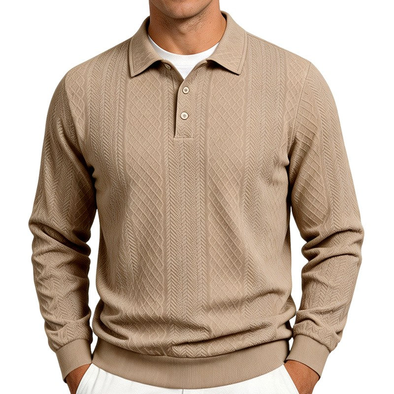 Enzo - Men's Textured Long Sleeve Polo Sweater 1