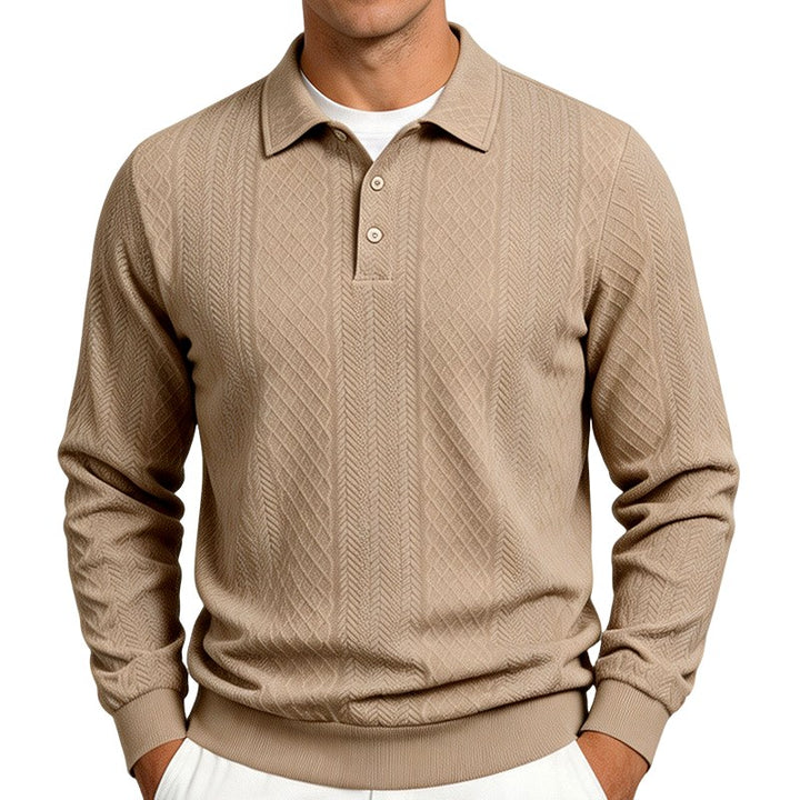 Enzo - Men's Textured Long Sleeve Polo Sweater 1