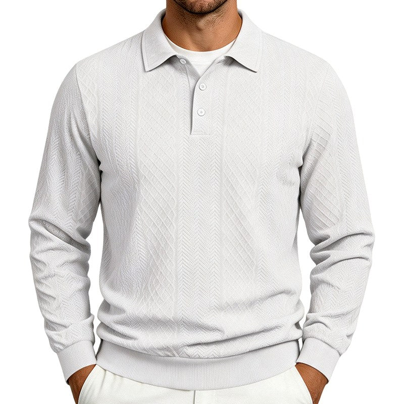 Enzo - Men's Textured Long Sleeve Polo Sweater 2