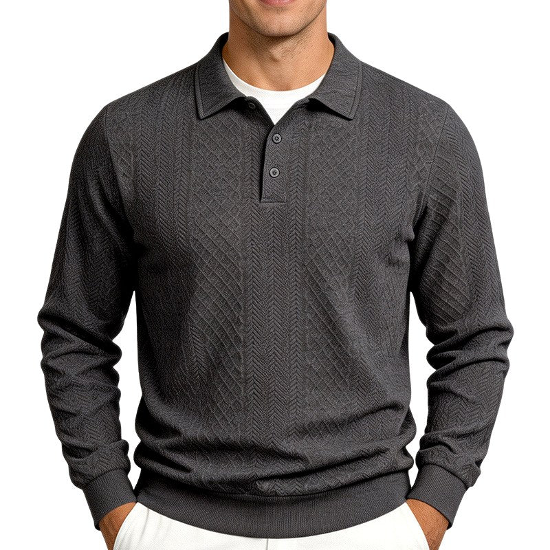Enzo - Men's Textured Long Sleeve Polo Sweater 3
