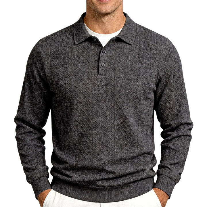 Enzo - Men's Textured Long Sleeve Polo Sweater 3