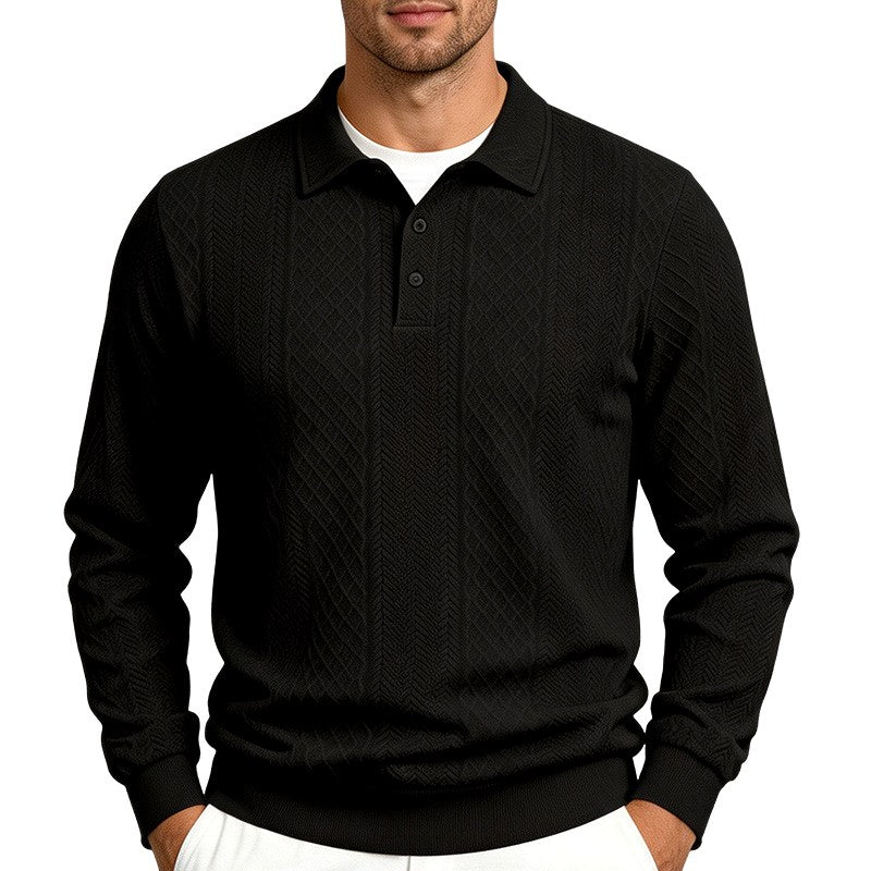 Enzo - Men's Textured Long Sleeve Polo Sweater 4