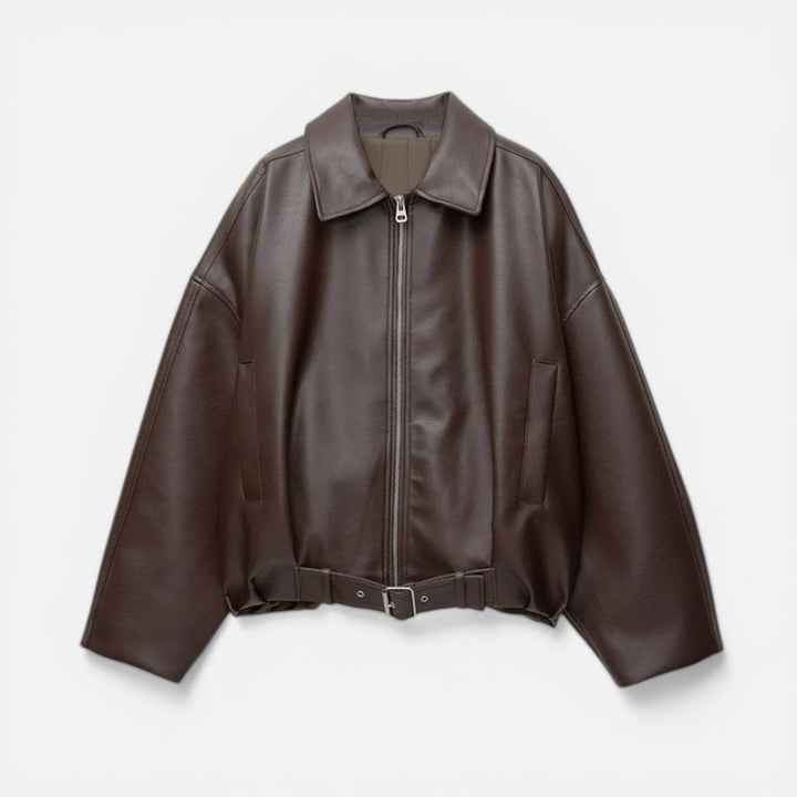 Erica - Women's Leather Jacket with Buckle Belt