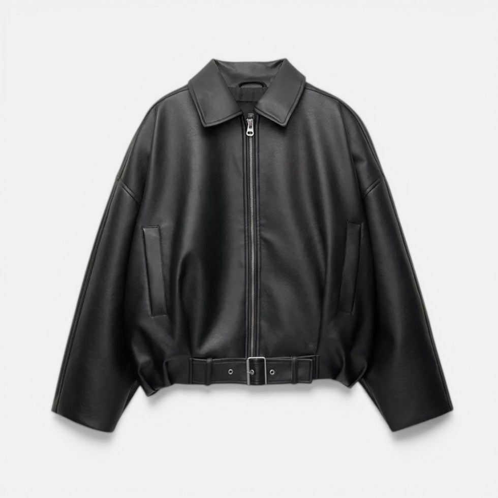 Erica - Women's Leather Jacket with Buckle Belt