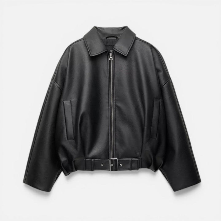 Erica - Women's Leather Jacket with Buckle Belt
