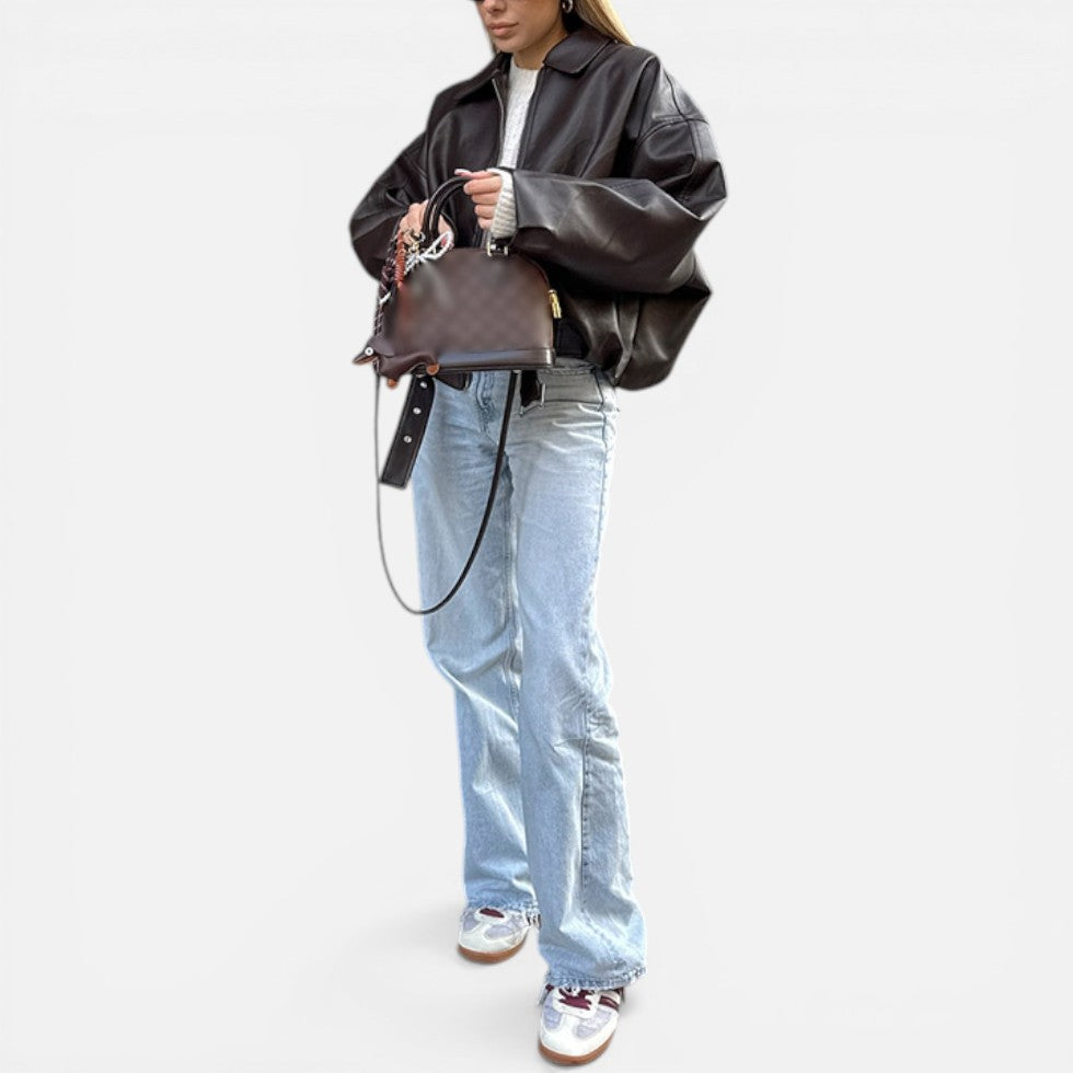 Erica - Women's Leather Jacket with Buckle Belt
