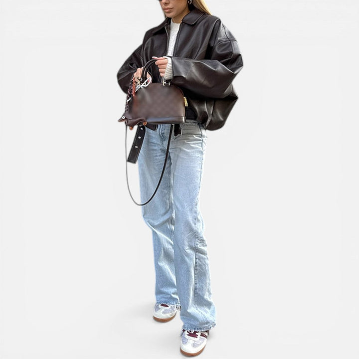 Erica - Women's Leather Jacket with Buckle Belt