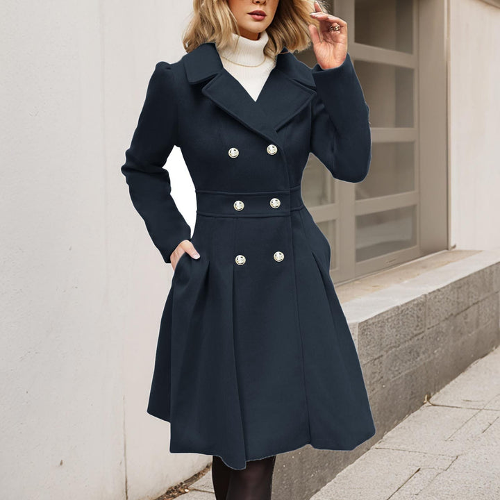 Estella - Women's Double-Breasted Fit-and-Flare Coat with Notch Lapels