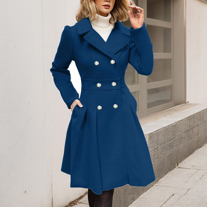Estella - Women's Double-Breasted Fit-and-Flare Coat with Notch Lapels
