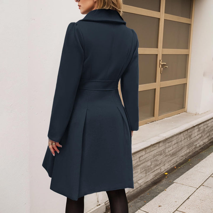 Estella - Women's Double-Breasted Fit-and-Flare Coat with Notch Lapels