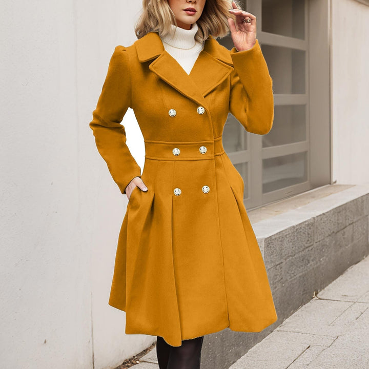 Estella - Women's Double-Breasted Fit-and-Flare Coat with Notch Lapels