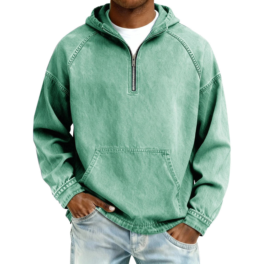 Ethan - Men's Faded Half-Zip Hooded Pullover 1
