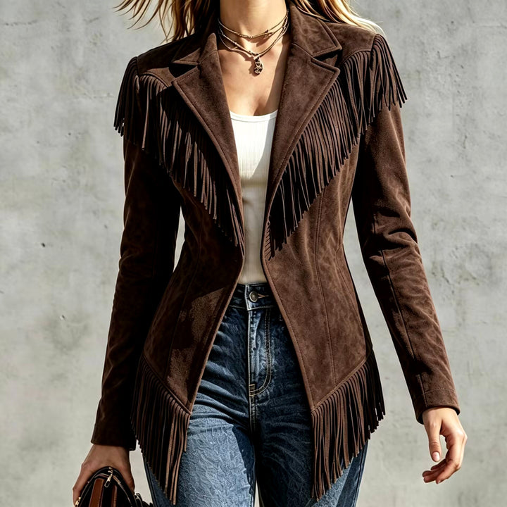 Eulalia - Women’s Western Fringe Suede-Look Jacket 4