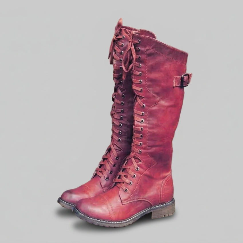 Evangeline - Women's Lace-Up Knee-High Boots