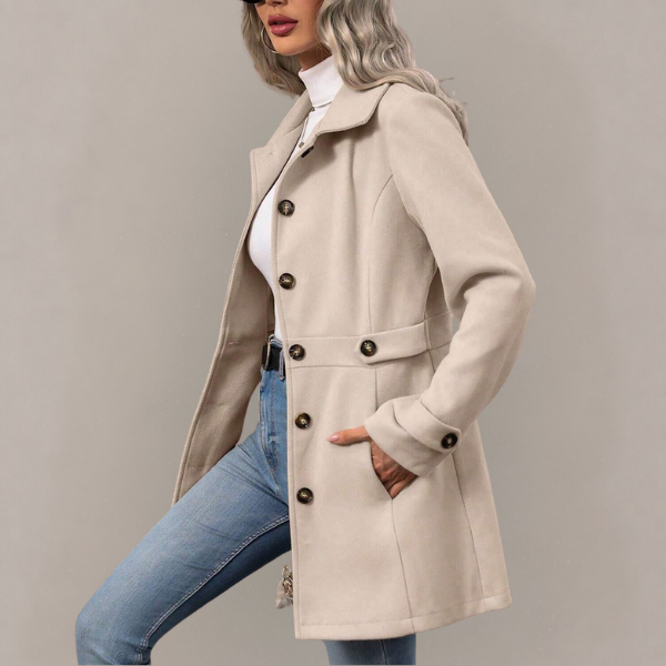 Eveline - Women's Tailored Trench Coat with Adjustable Waist Belt