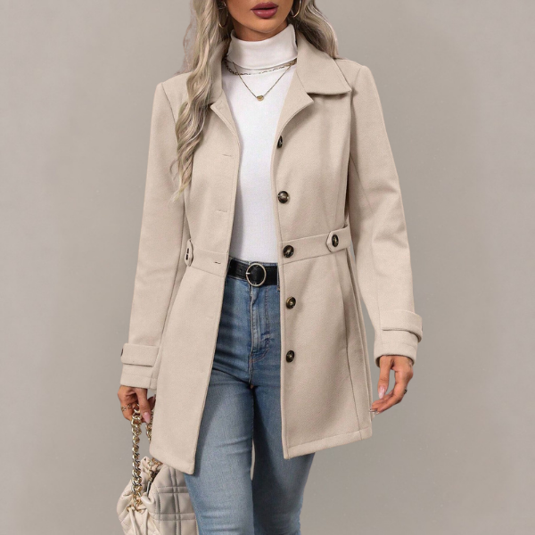 Eveline - Women's Tailored Trench Coat with Adjustable Waist Belt