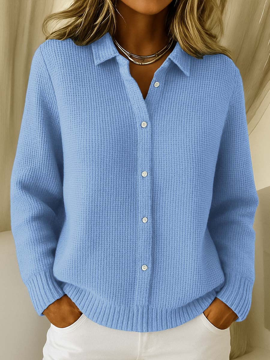 Evelyn - Women's Ribbed Button-Front Cardigan