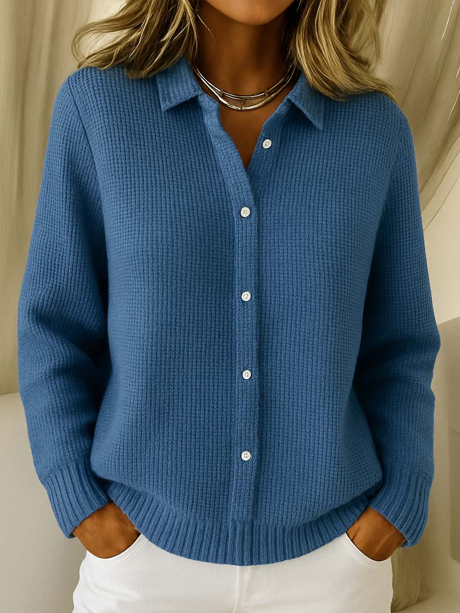 Evelyn - Women's Ribbed Button-Front Cardigan