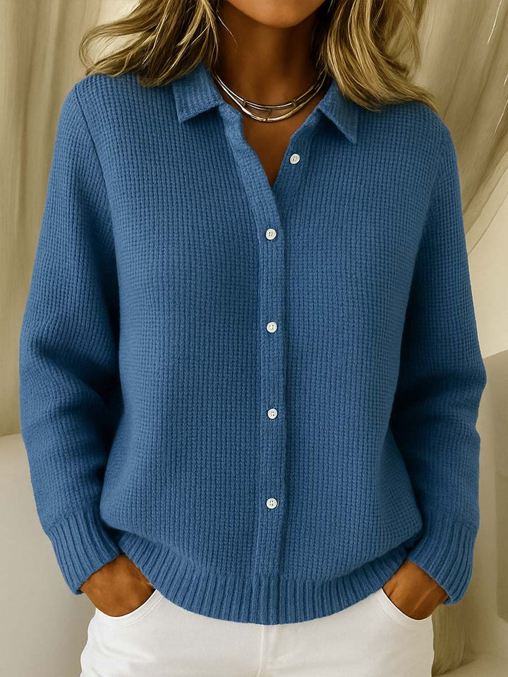 Evelyn - Women's Ribbed Button-Front Cardigan