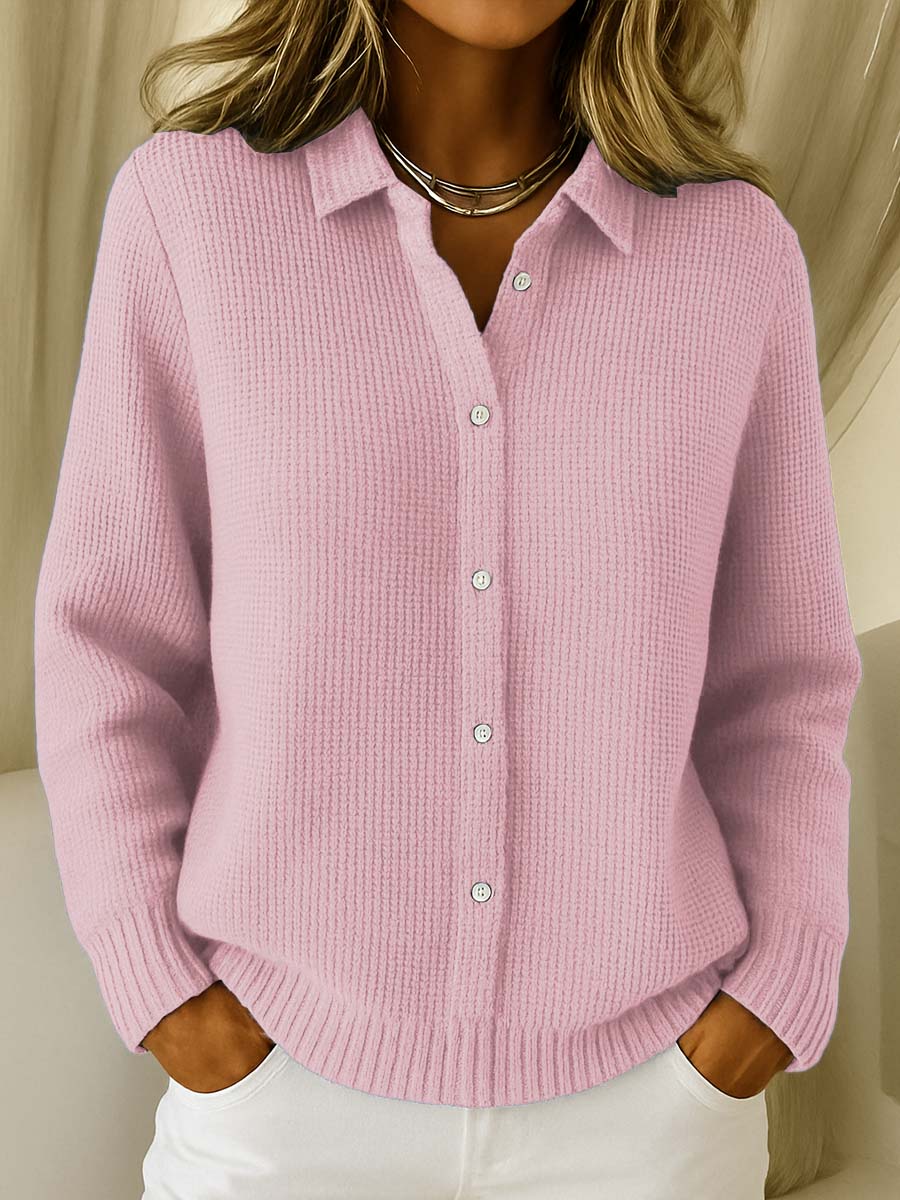 Evelyn - Women's Ribbed Button-Front Cardigan