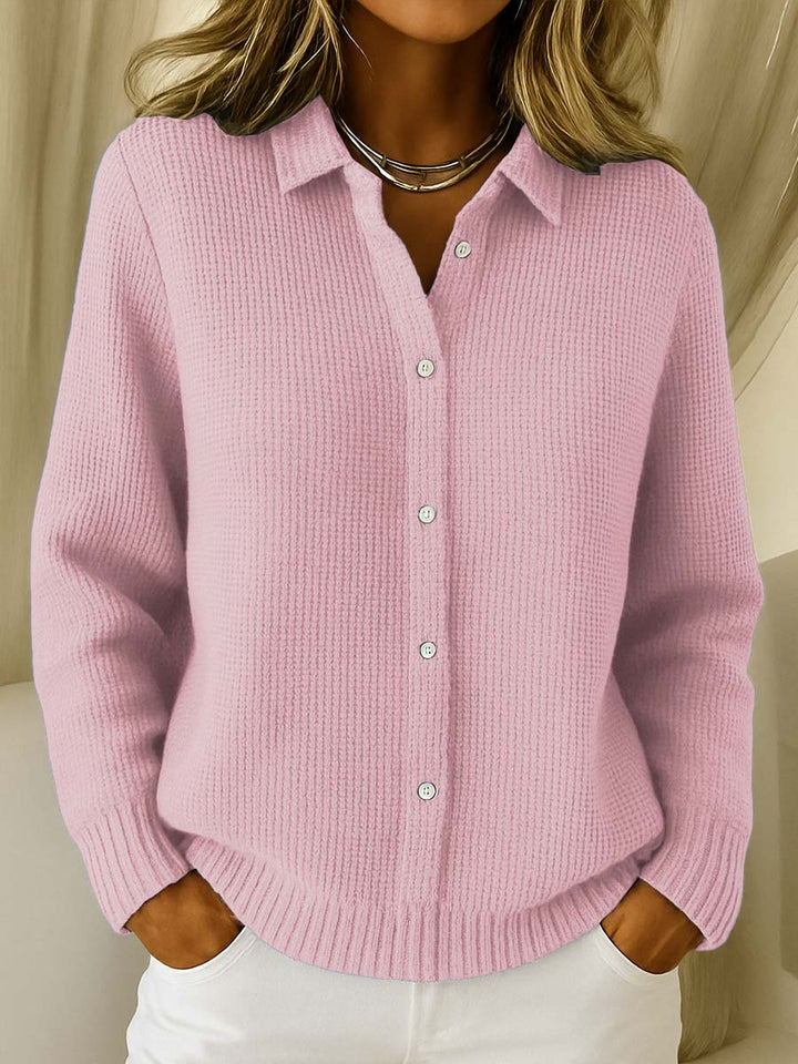Evelyn - Women's Ribbed Button-Front Cardigan