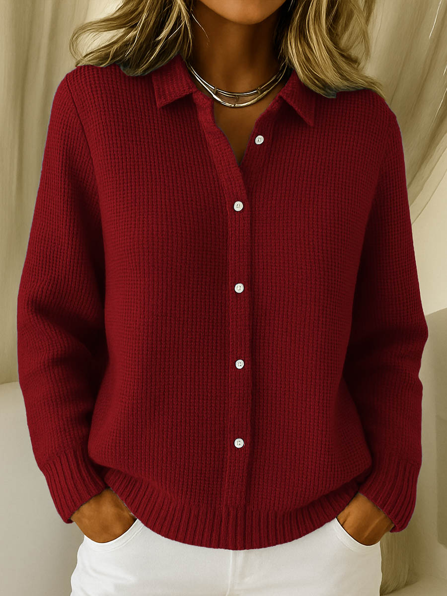 Evelyn - Women's Ribbed Button-Front Cardigan