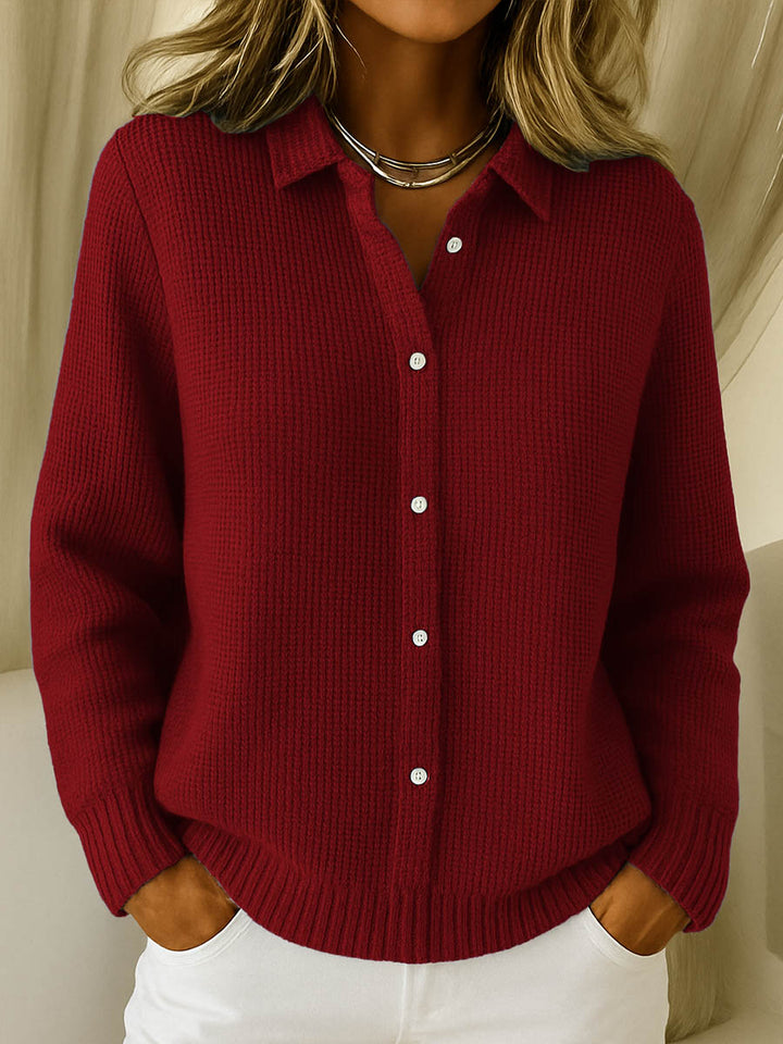 Evelyn - Women's Ribbed Button-Front Cardigan