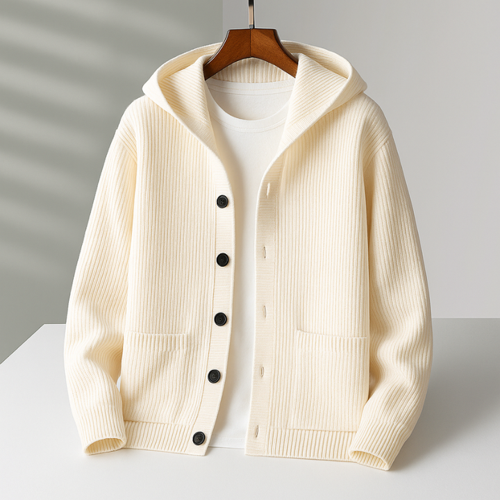 Everett - Men's Ribbed Hooded Cardigan