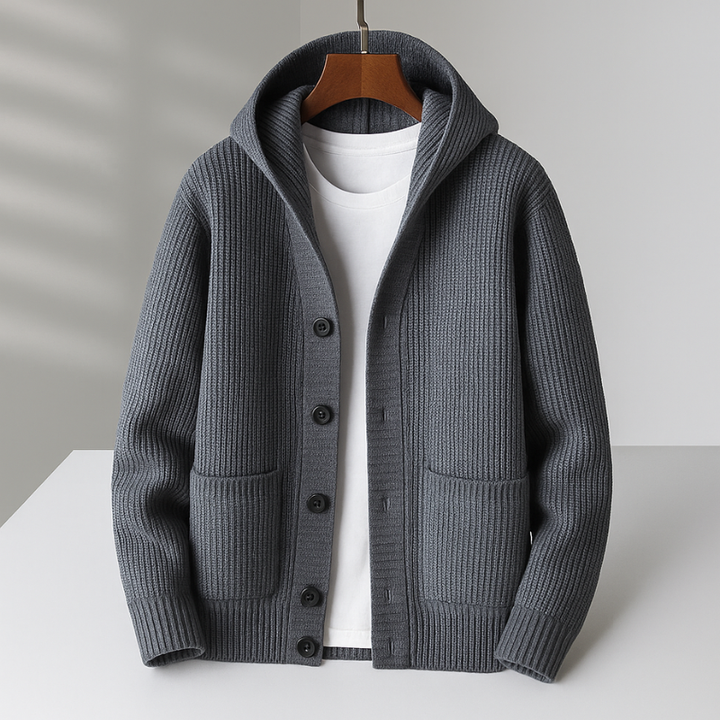 Everett - Men's Ribbed Hooded Cardigan