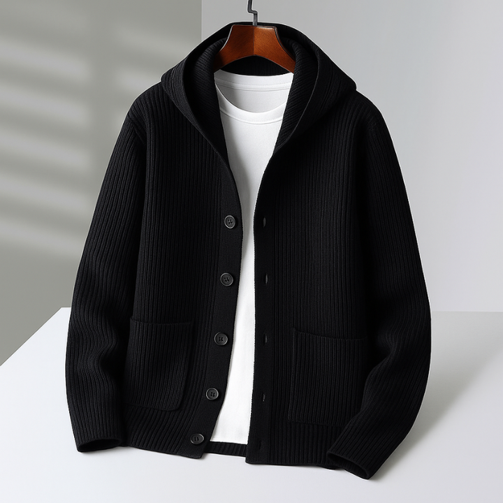 Everett - Men's Ribbed Hooded Cardigan