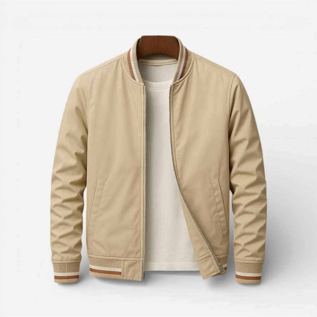 Everett - Men's Zip Bomber Jacket with Ribbed Cuffs