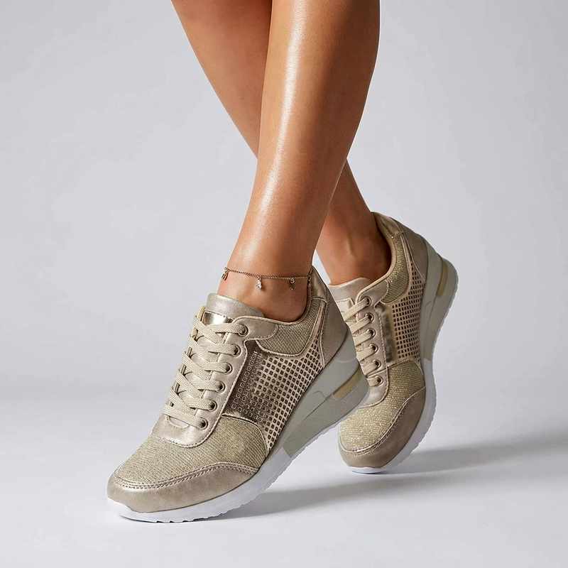 Evita - Women's Perforated Hidden Wedge Sneakers 1