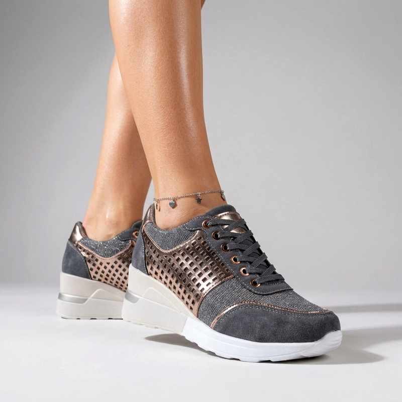 Evita - Women's Perforated Hidden Wedge Sneakers 2