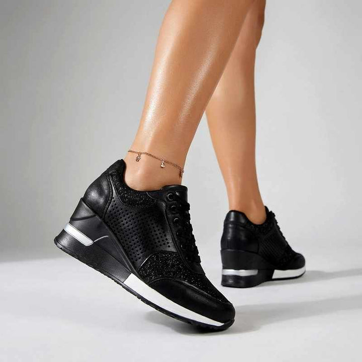 Evita - Women's Perforated Hidden Wedge Sneakers 3