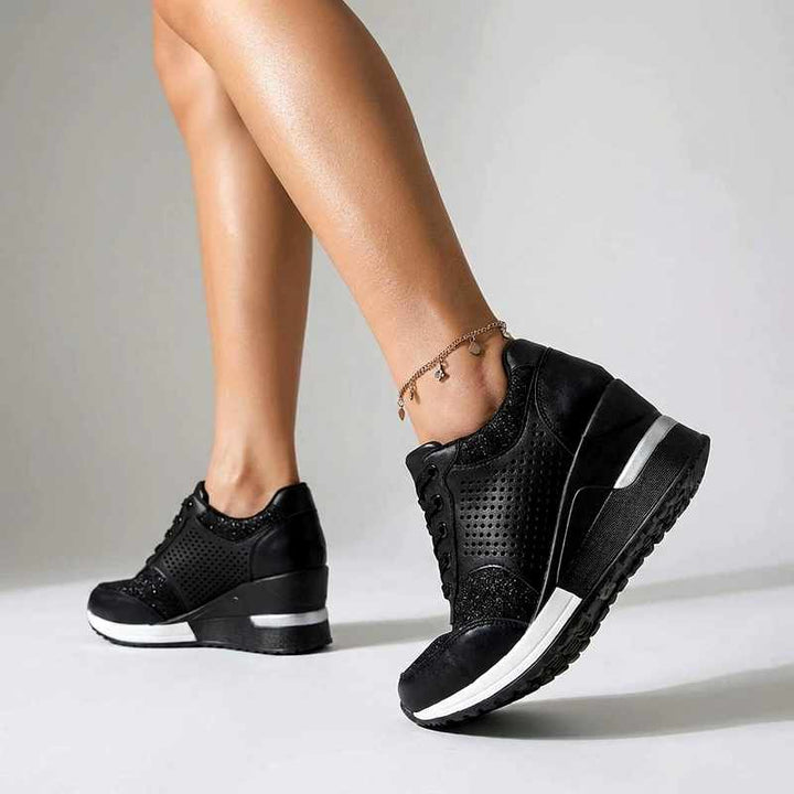 Evita - Women's Perforated Hidden Wedge Sneakers 5