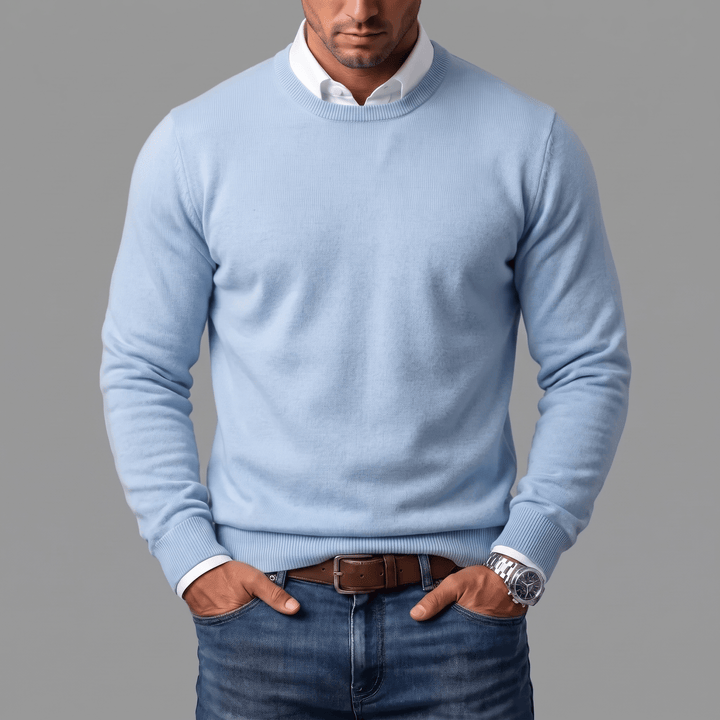 Evren - Men's Crewneck Sweater with Ribbed Trim