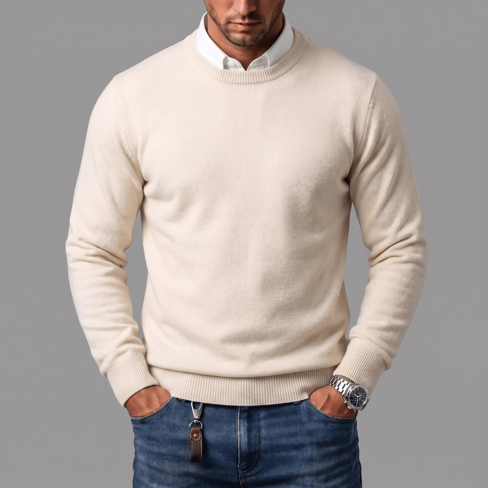Evren - Men's Crewneck Sweater with Ribbed Trim